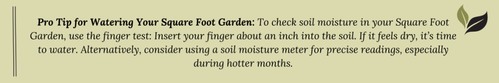 Pro tip graphic explaining how to check soil moisture using the finger test or a soil moisture meter.